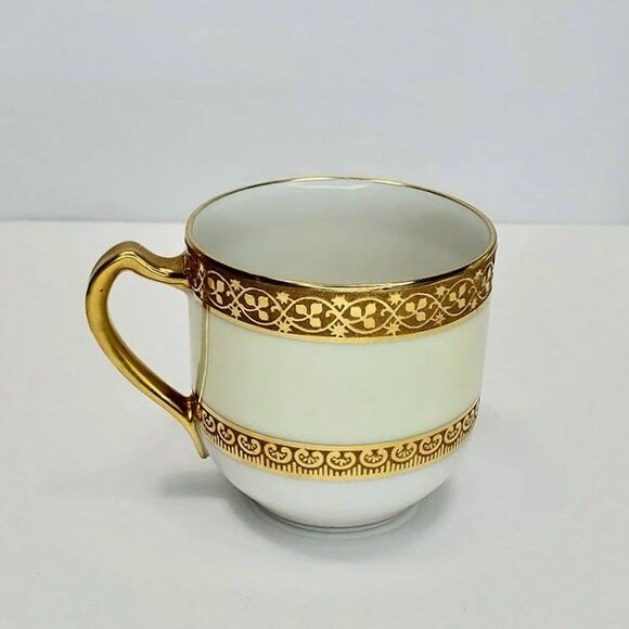 Haviland Limoges Cordelia Gold Trim Demitasse Cup & Saucer - Picture 3 of 10